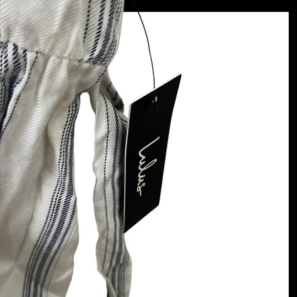 Lulus Climb Aboard Grey and White Striped Romper Women’s Size Small - Picture 12 of 13